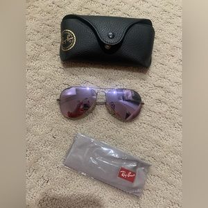 Lavender reflective aviator ray bans